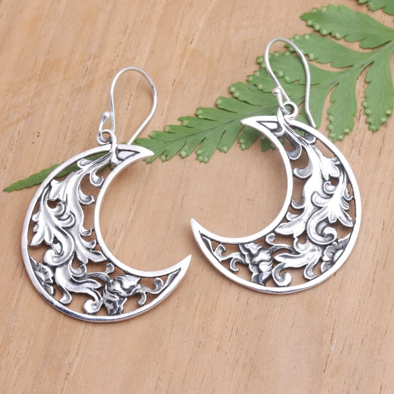 Bohemian Engraved Crescent-Shaped Hollow Drop Earrings, Gift Idea